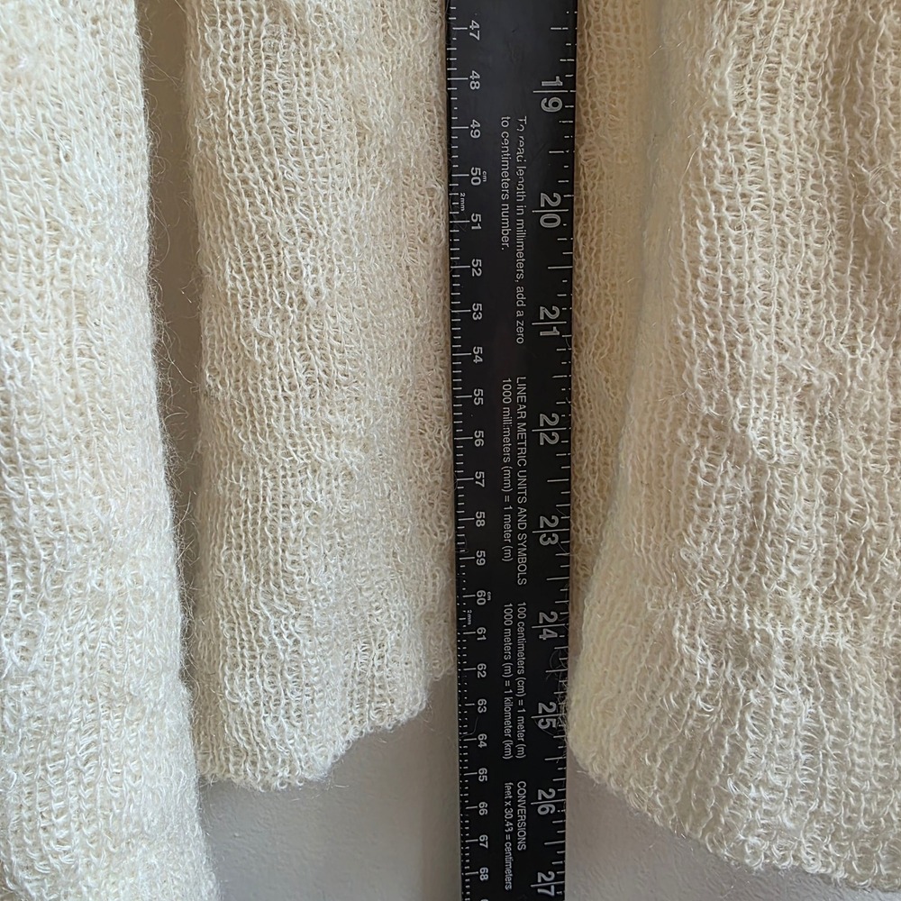 Eileen Fisher Merino Wool Kid Mohair Cardigan XL Cream Open Front Quiet Luxury - Picture 7 of 7